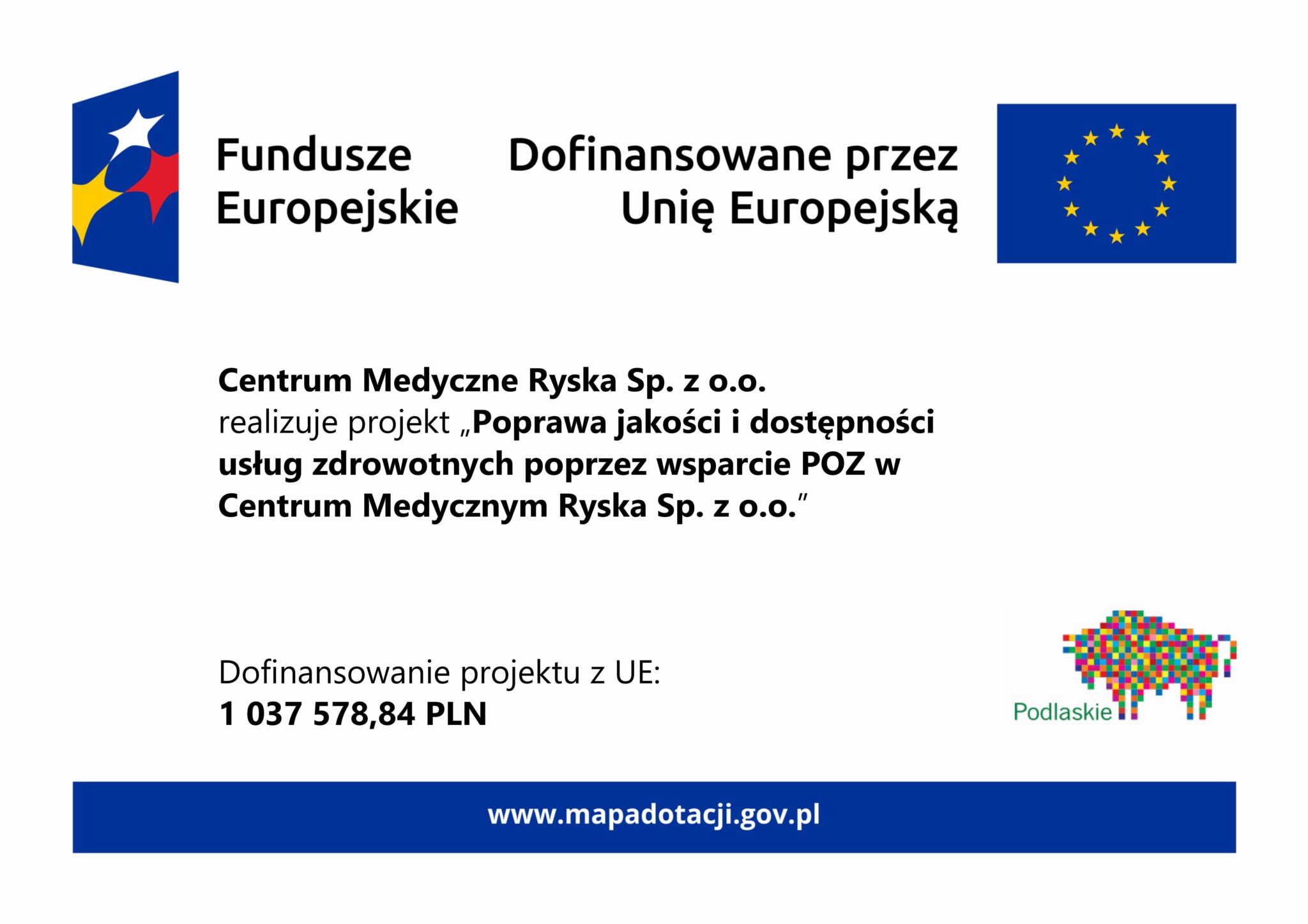 Plakat projektu CMR - Fundusze Europejskie